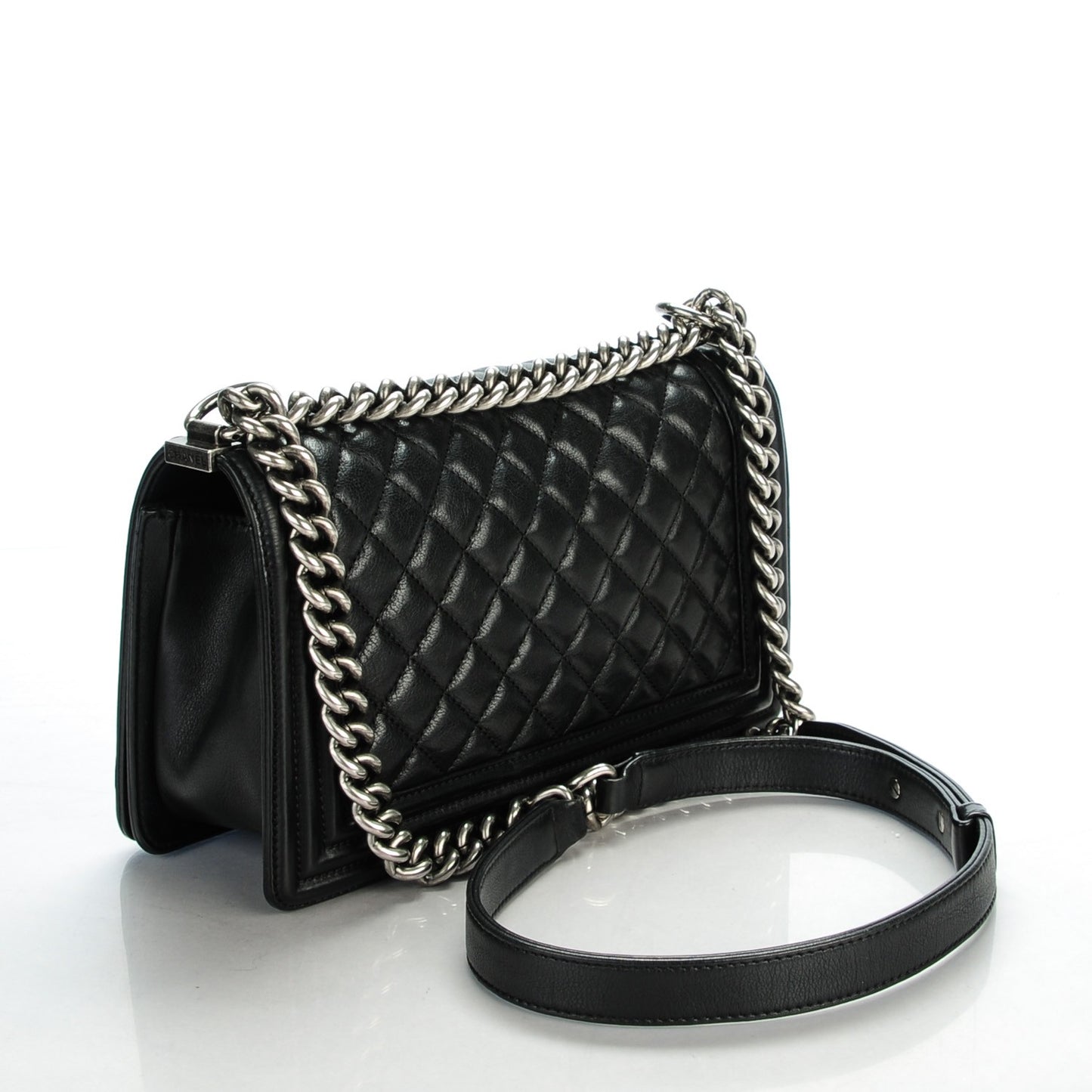 Calfskin Quilted Medium Boy Flap Black