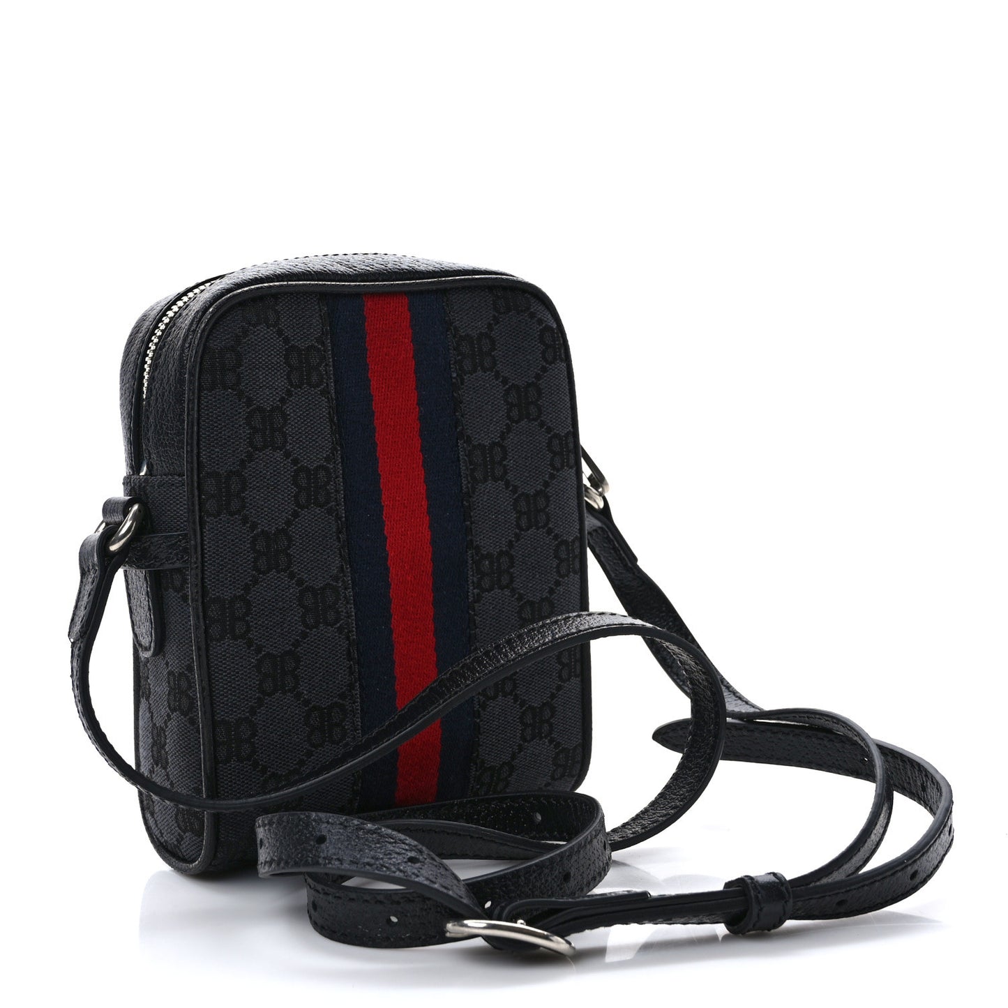 X Balenciaga BB Monogram Web Mini Ophidia Messenger Black