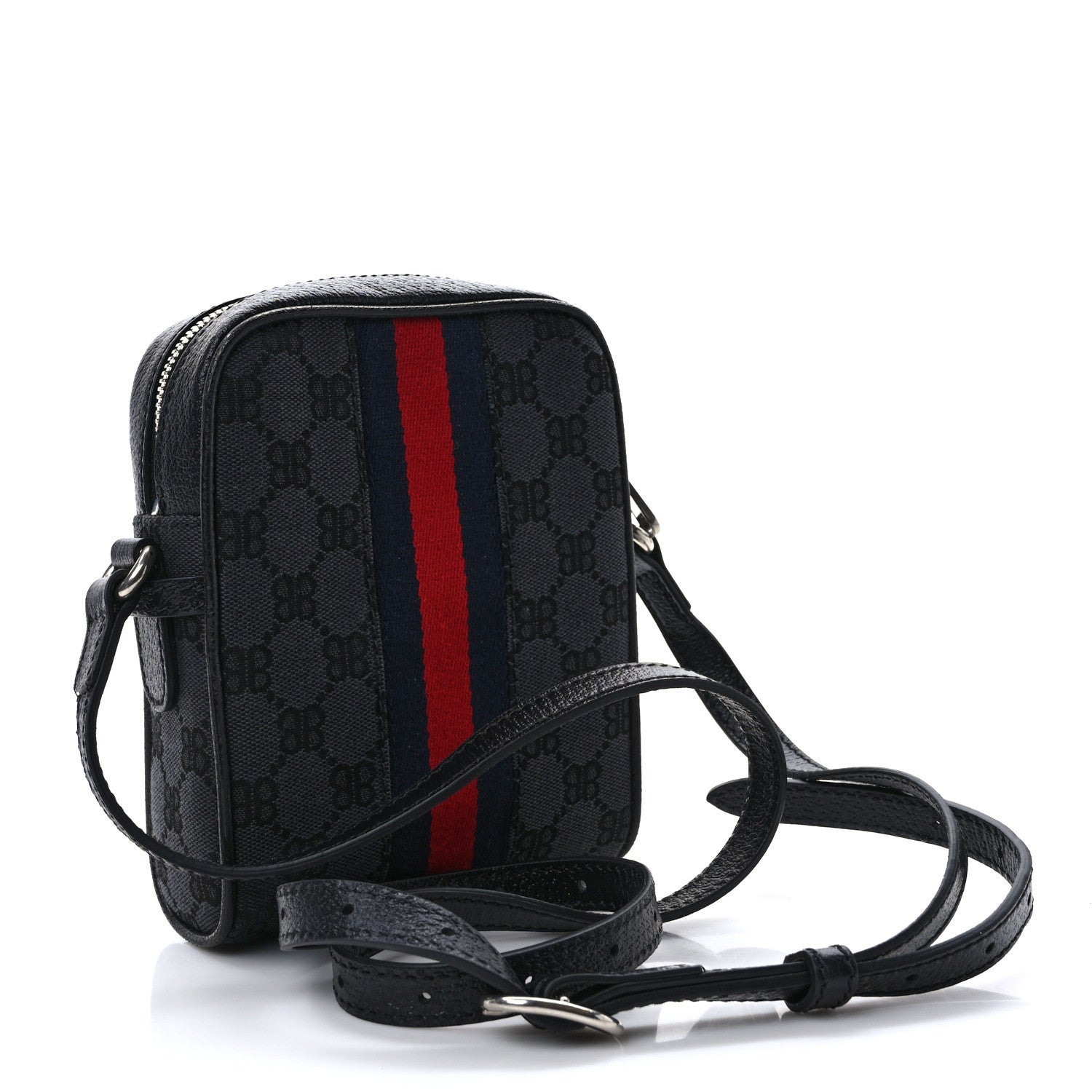 Gucci X Balenciaga BB Monogram Web Mini Ophidia Messenger Black 3 of 9