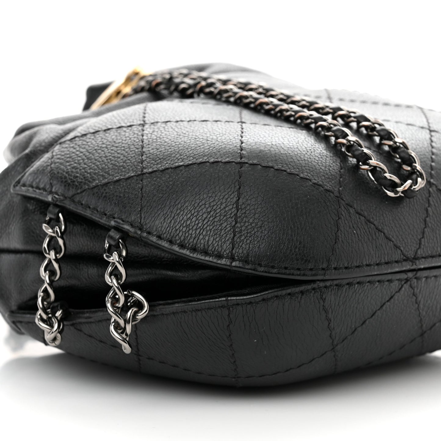 Calfskin Quilted Small Gabrielle Bucket Black