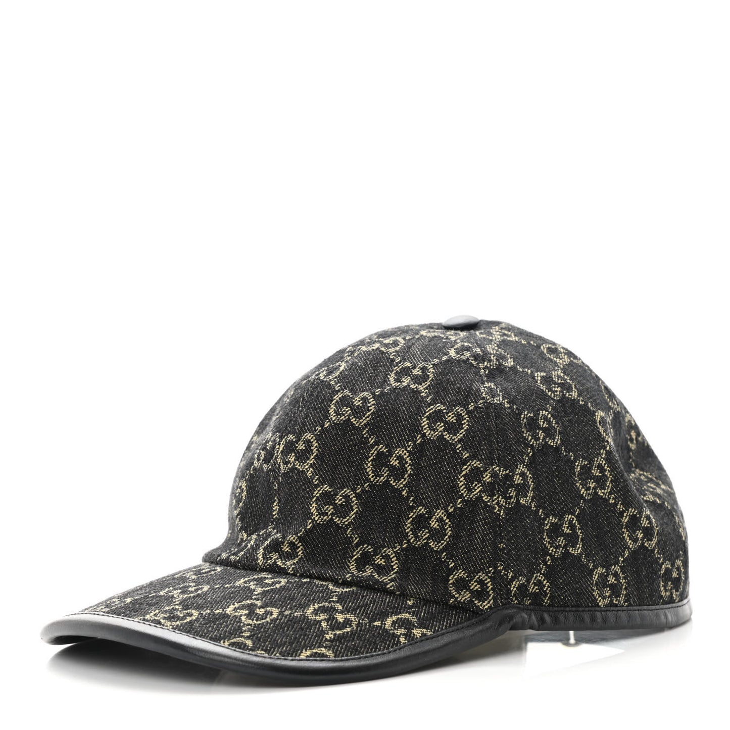 Denim Calfskin GG Monogram Oscar Baseball Hat M Black Ivory