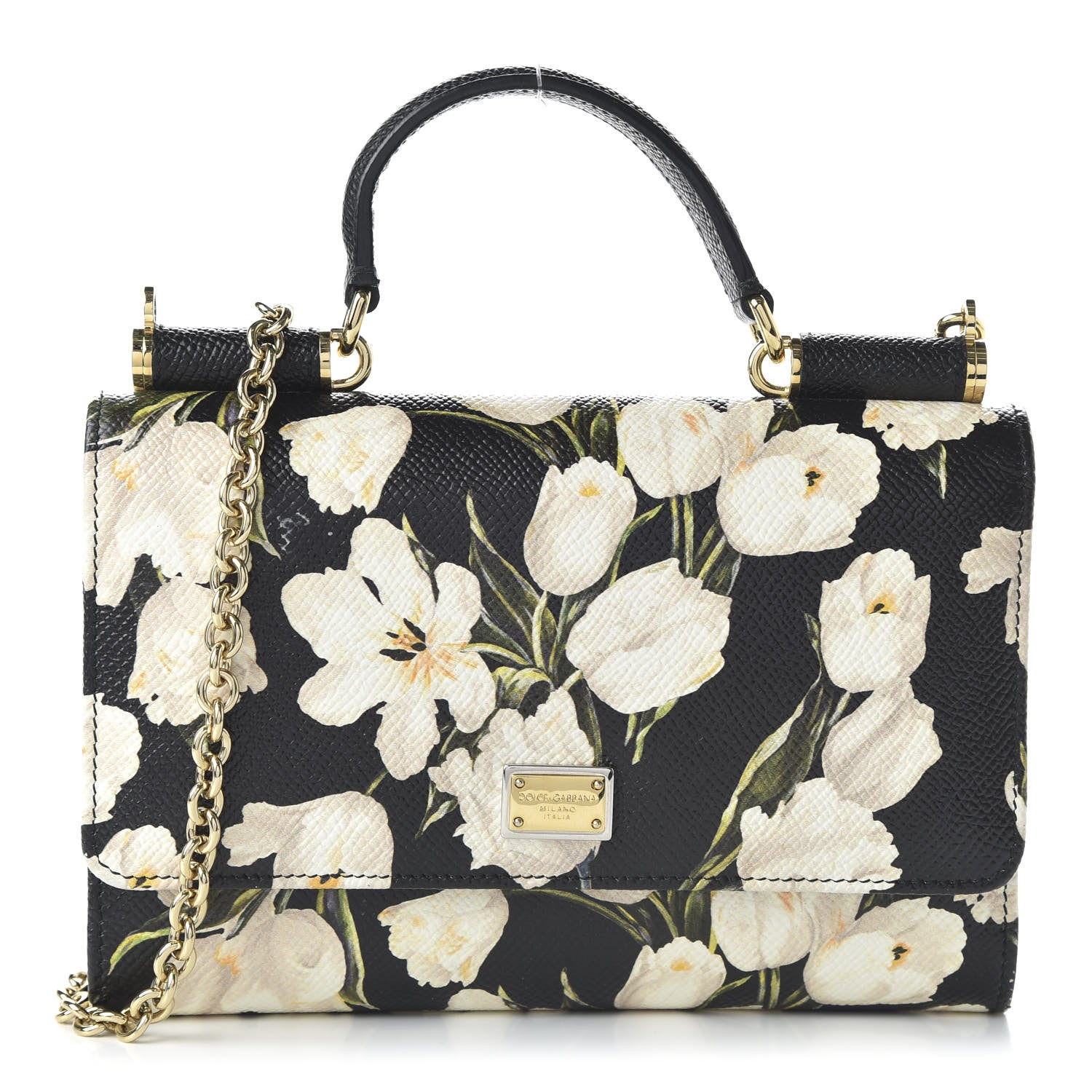 Dolce & Gabbana Dauphine Tulip Print Mini Von Bag Black 2 of 19