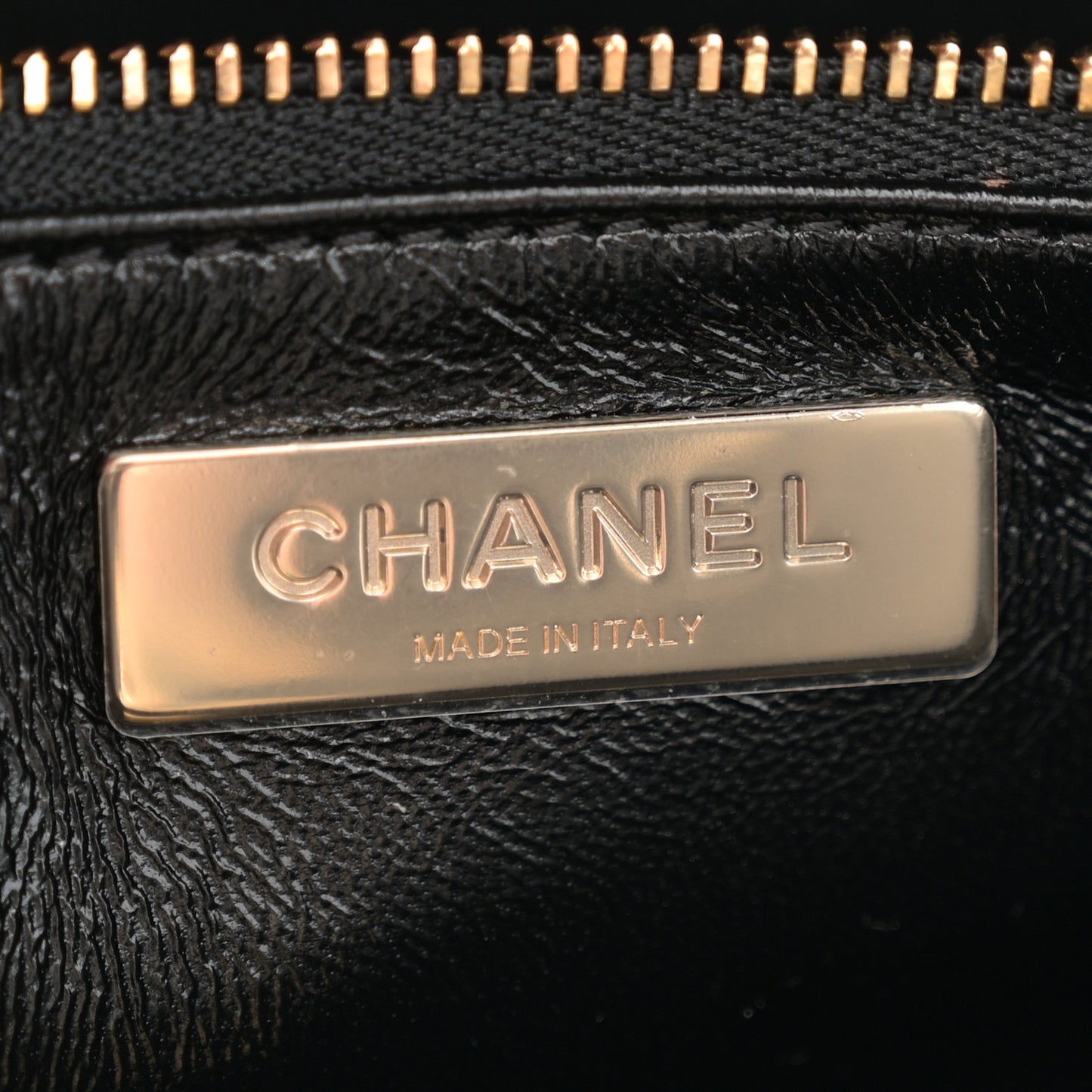 Shiny Crumpled Calfskin Quilted Small 31 Shopping Bag Black