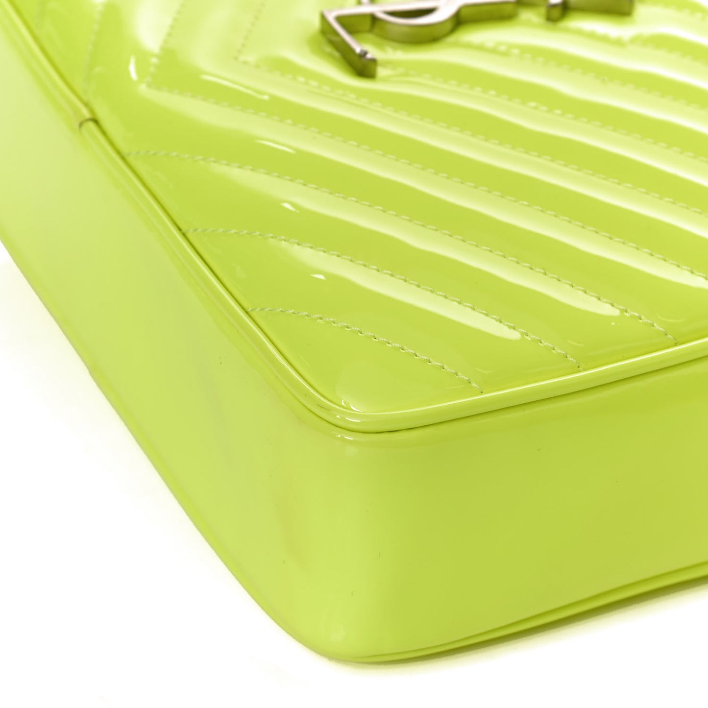 Patent Calfskin Matelasse Monogram Lou Camera Bag Neon Yellow
