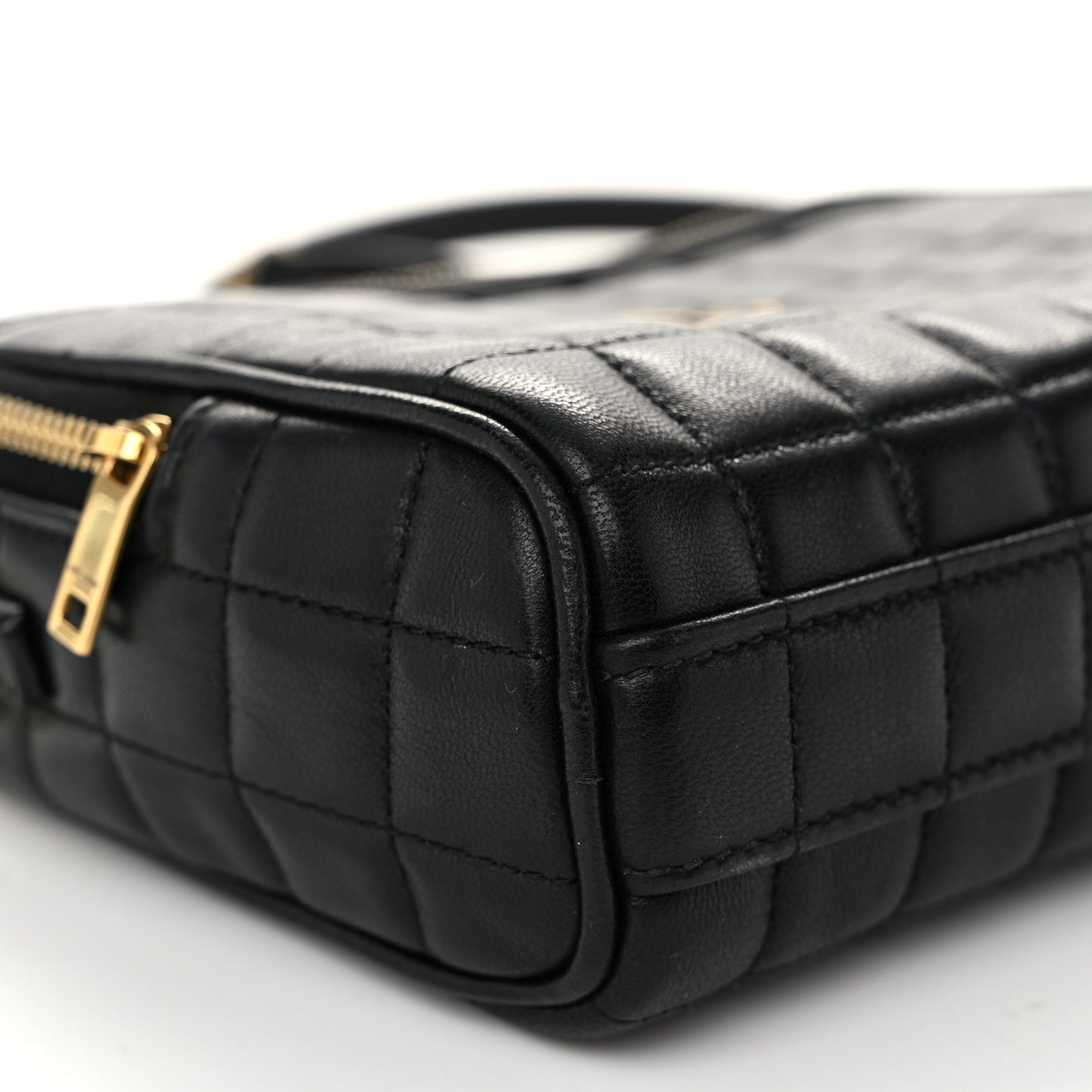 Lambskin Carre Quilted Cassandre Mini Camera Bag Black