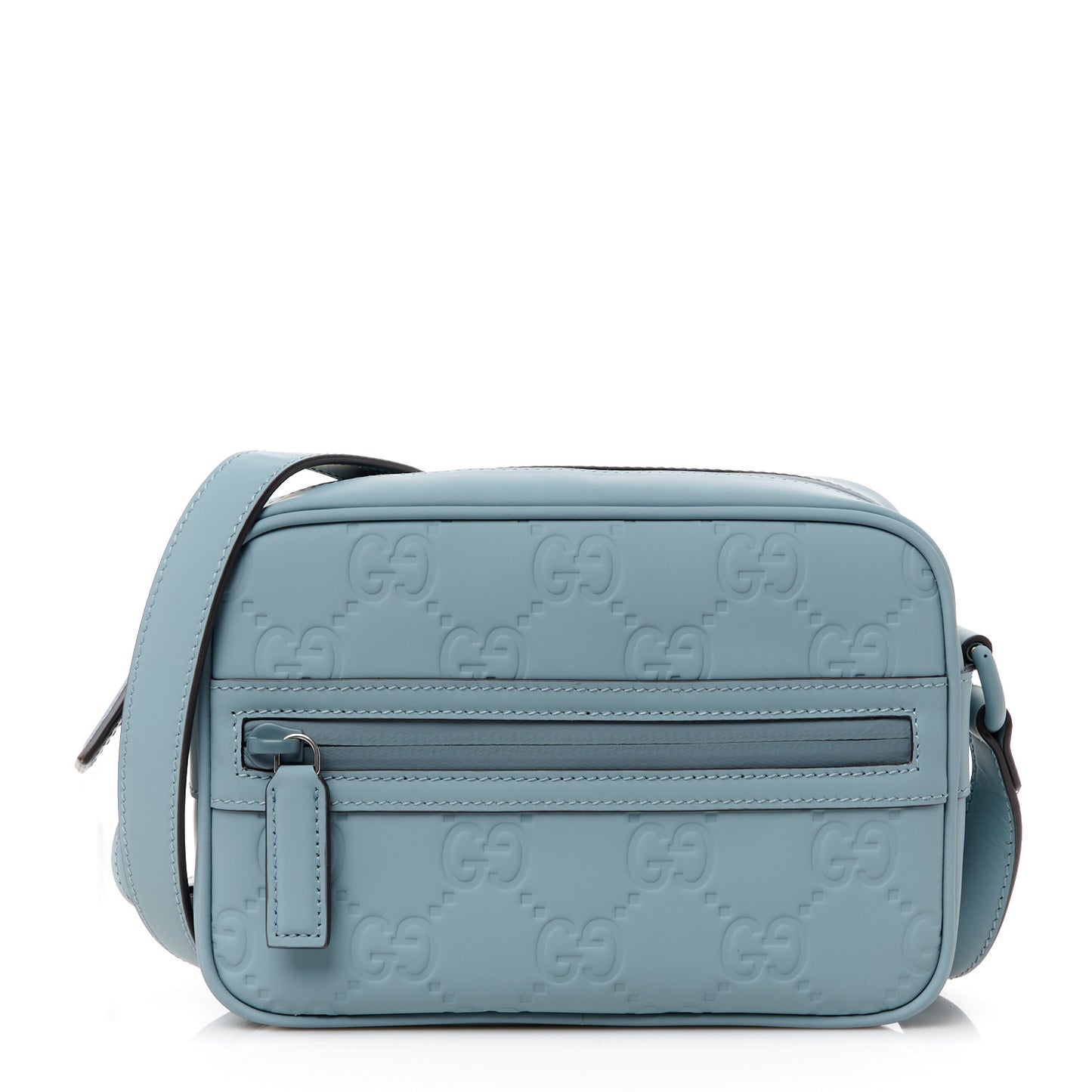 Rubber Effect Calfskin GG Mini Crossbody Bag Light Blue