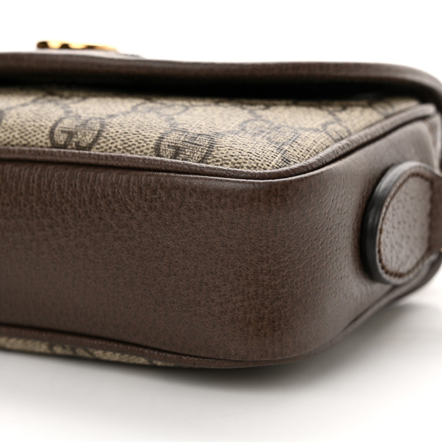 GG Supreme Monogram Textured Dollar Calfskin Mini Ophidia Flap Shoulder Bag Beige Ebony New Acero