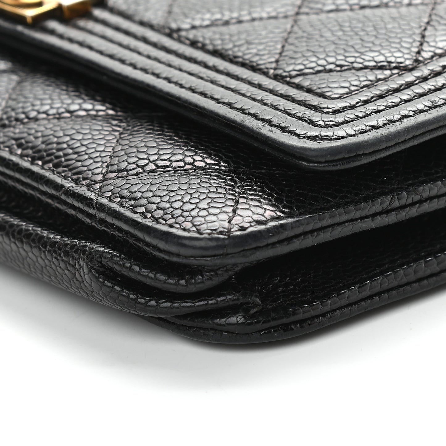 Caviar Quilted Boy Wallet On Chain WOC Black