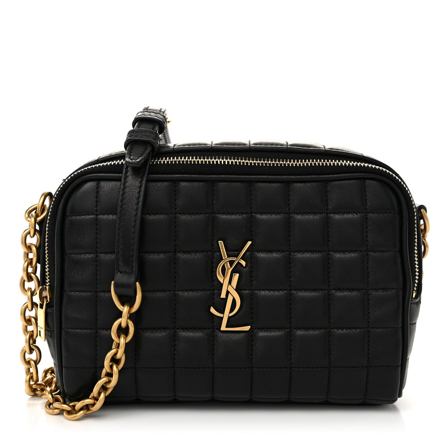 Lambskin Carre Quilted Cassandre Mini Camera Bag Black