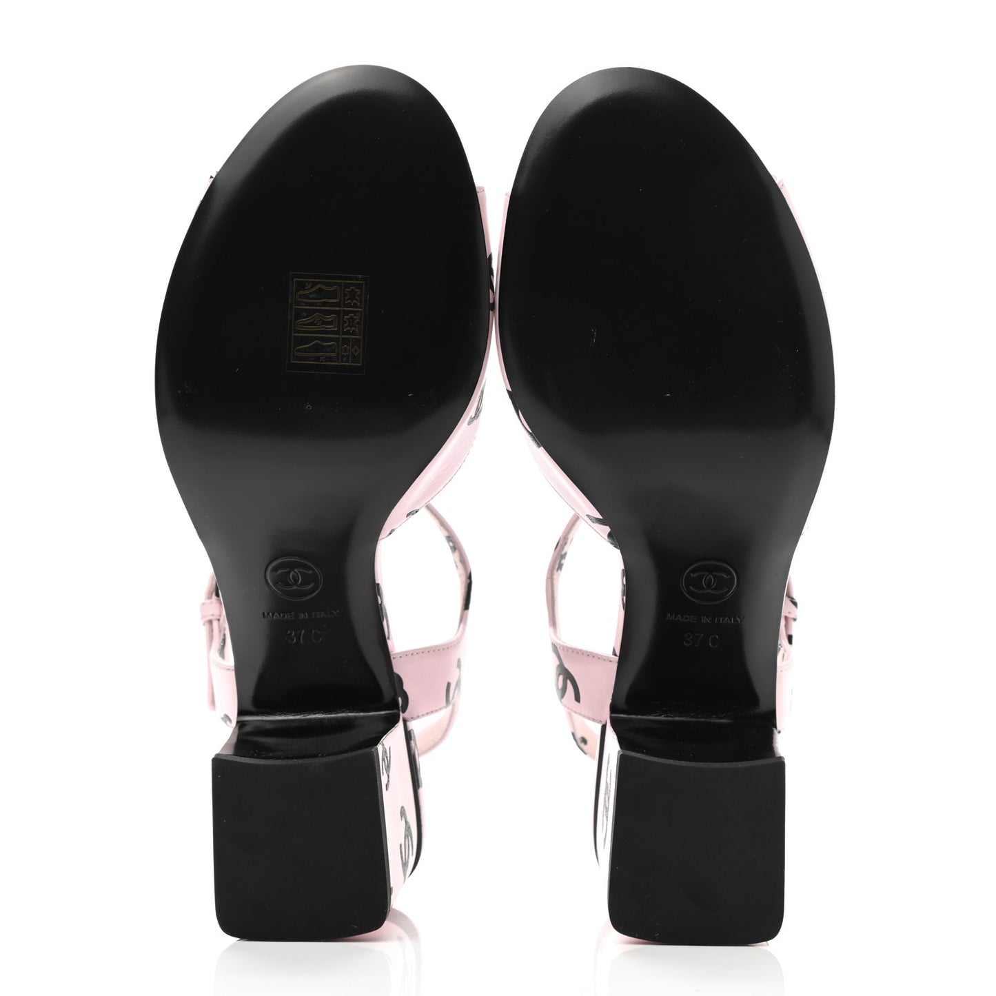 Printed Lambskin CC Sandals 37 Light Pink Black