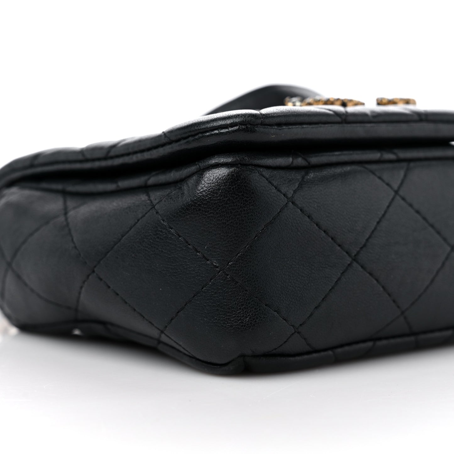 Lambskin Quilted Crystal CC Mini Flap Black