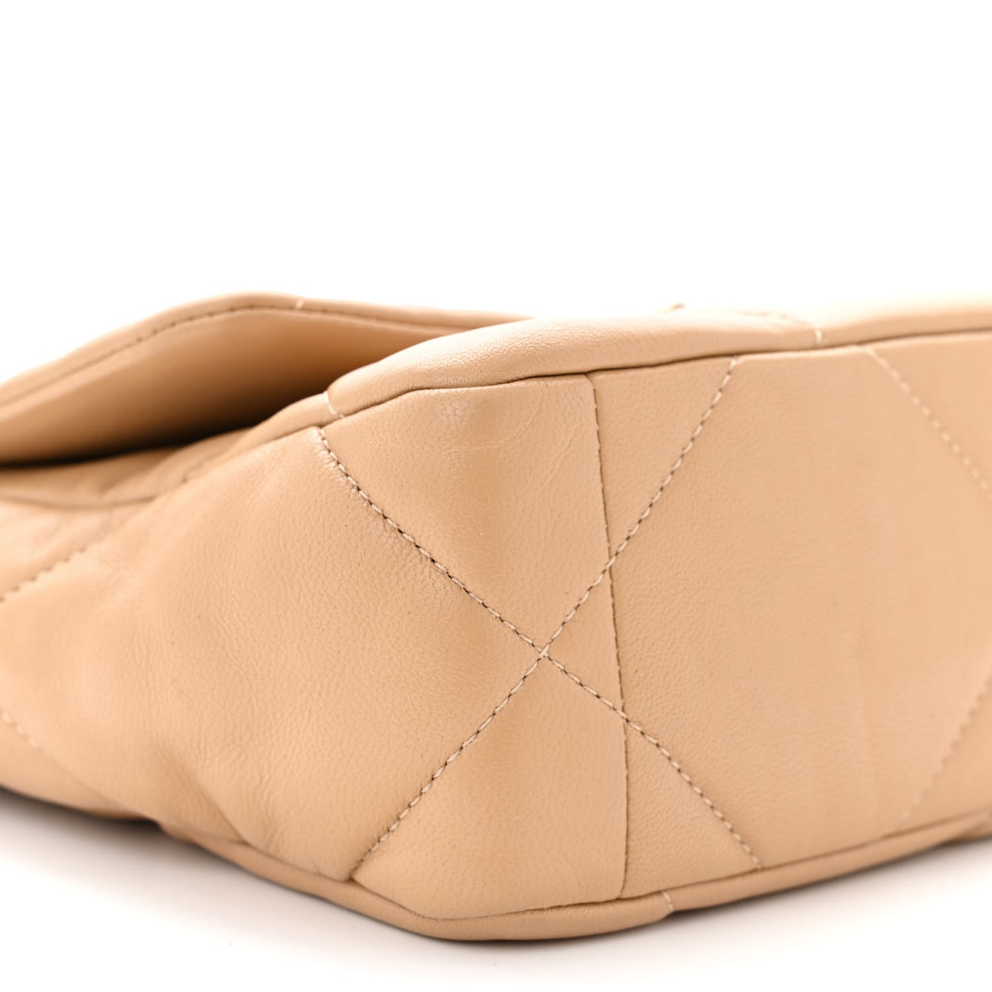 Goatskin Quilted Medium Chanel 19 Flap Beige