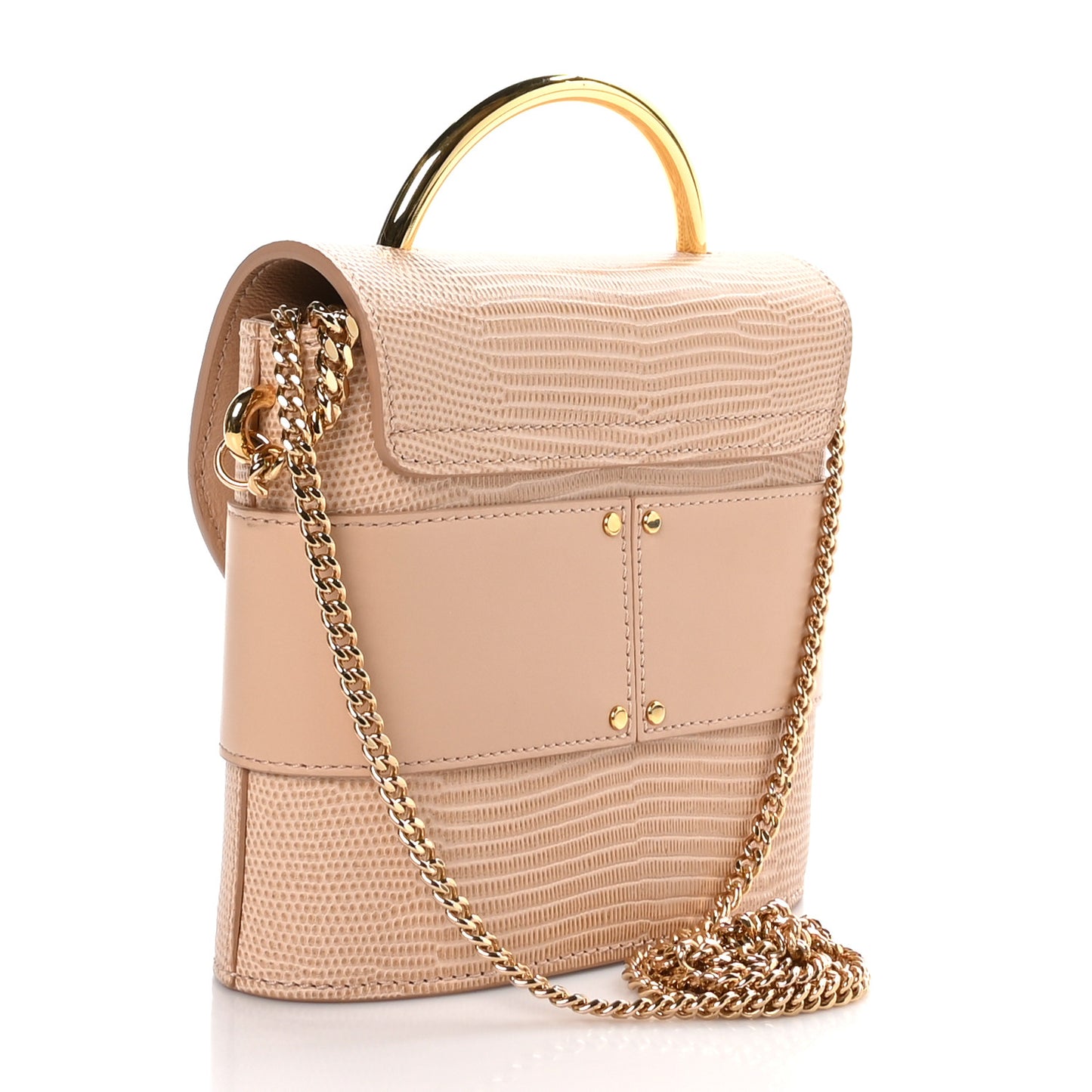 Calfskin Lizard Embossed Small Aby Lock Delicate Pink