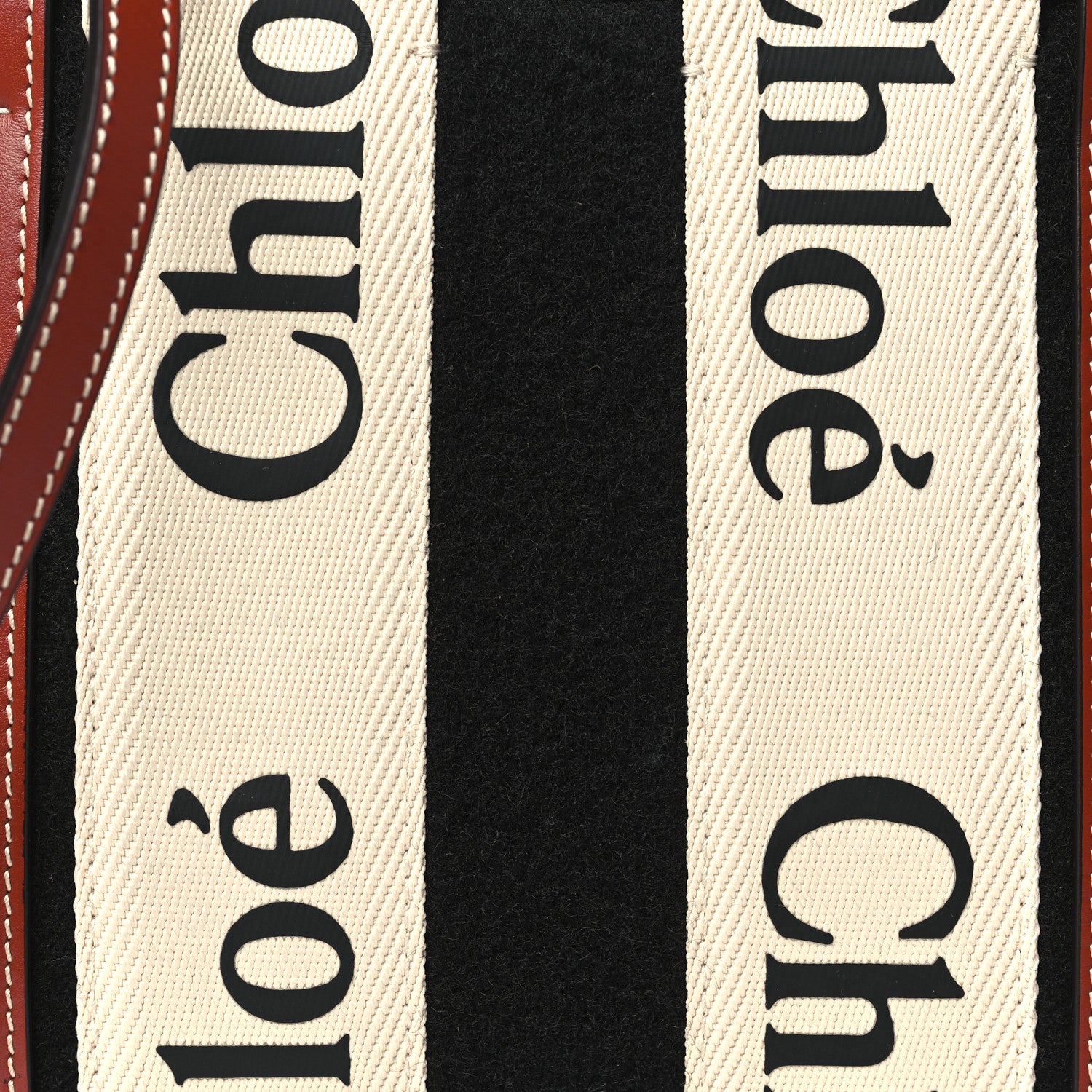 Chloe Felt Calfskin Small Woody Ribbon Tote With Strap Black 8 of 11