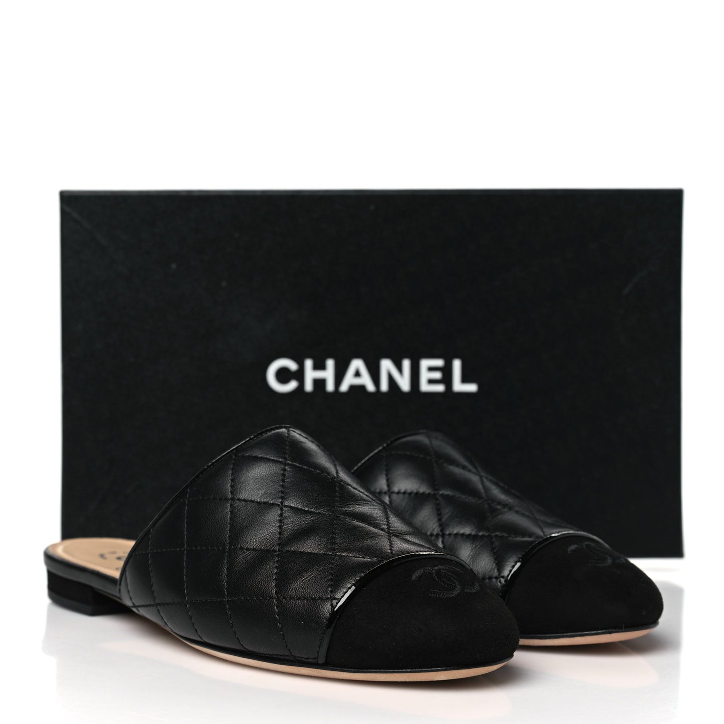 Lambskin Kid Suede Quilted Mules 36 Black