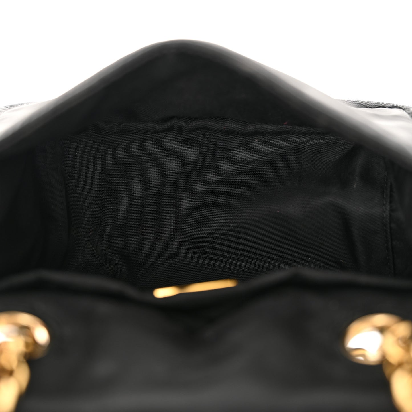 Tessuto Nylon Chain Flap Shoulder Bag Black