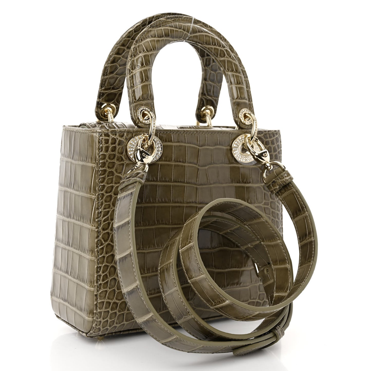 Alligator Swarovski Crystal Small Lady Dior Green