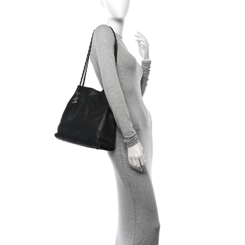 Lambskin Quilted Small Soft Touch Shoulder Bag Black