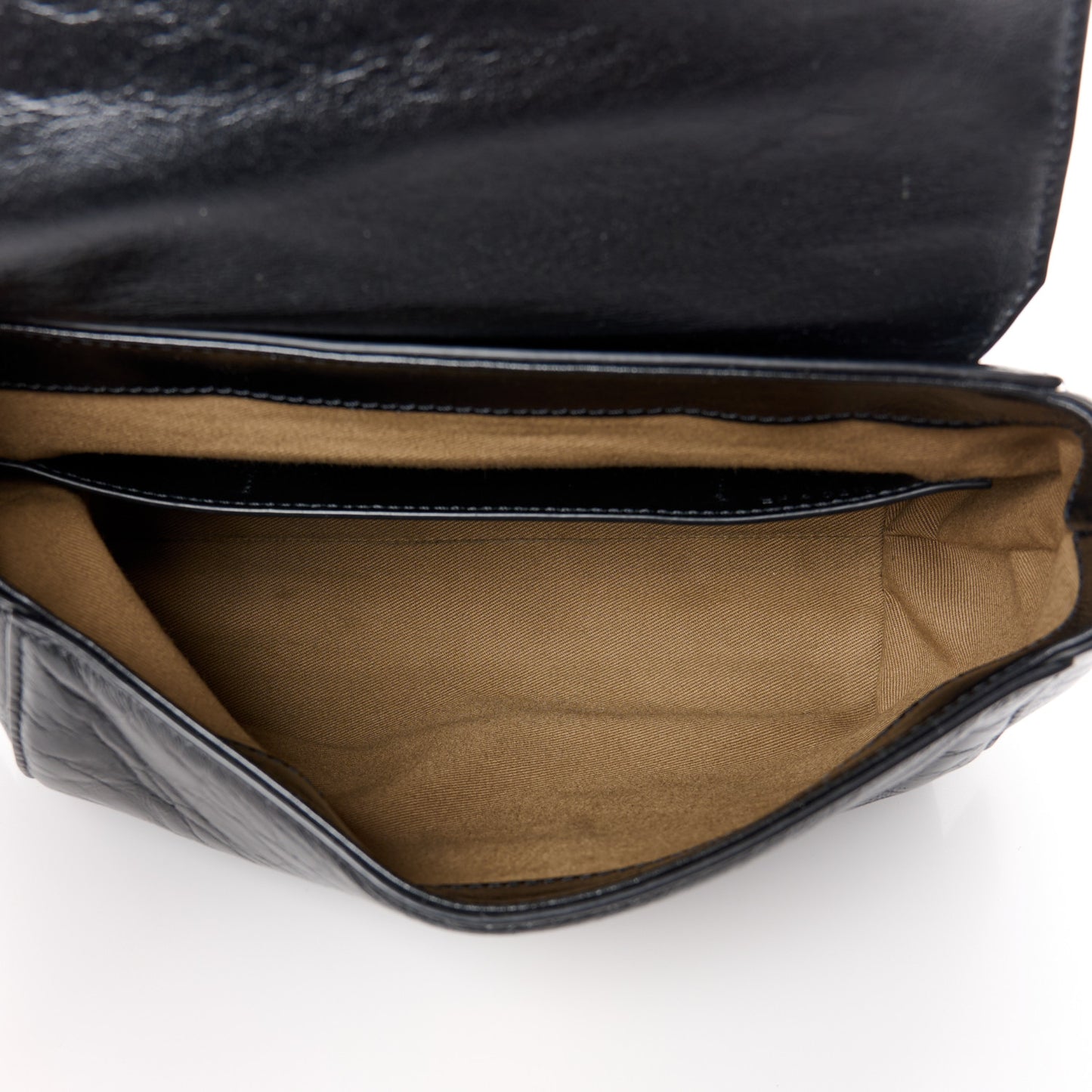 Creased Patent Calfskin Small ID Flap Black