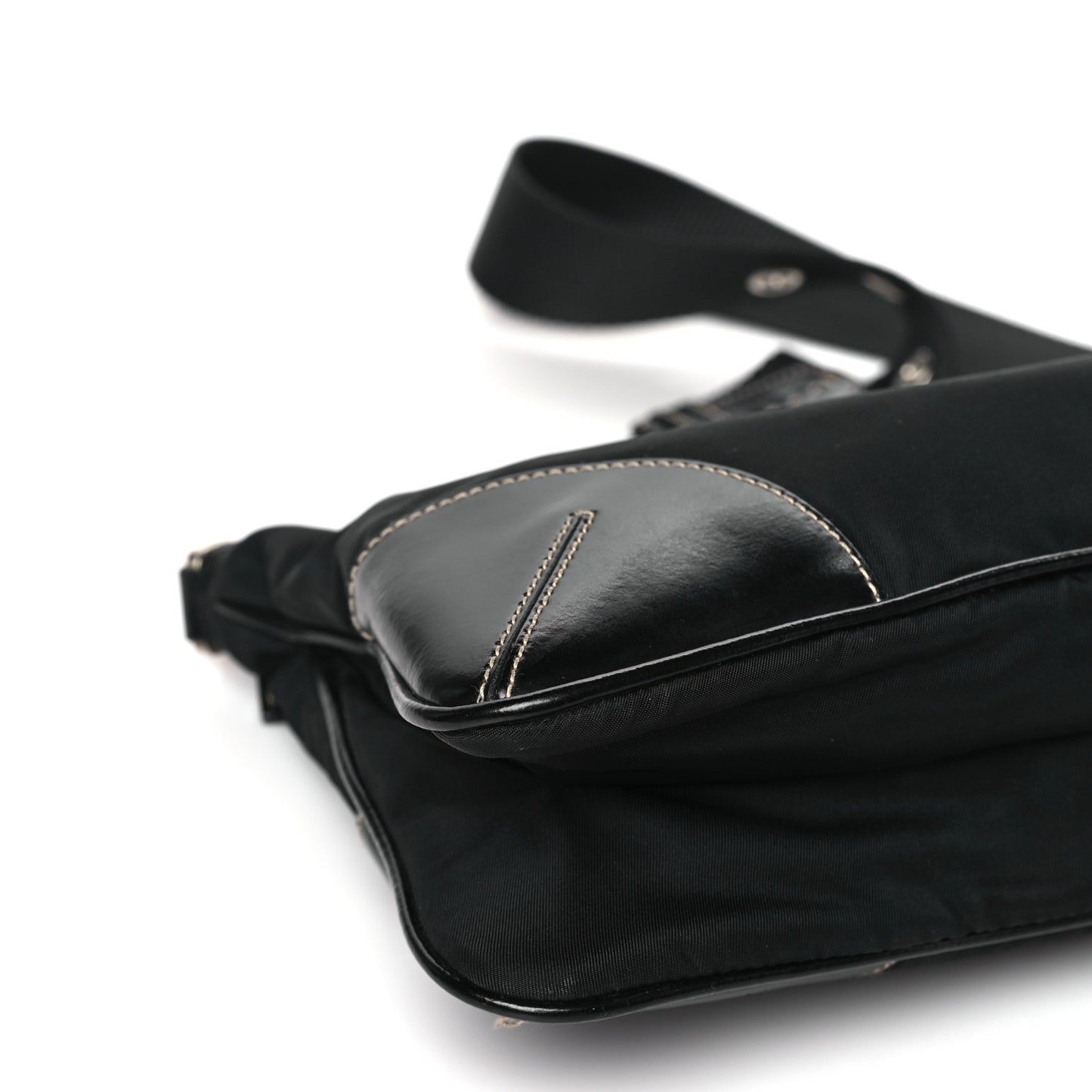 Tessuto Light Nylon Soft Calf Shoulder Bag Black