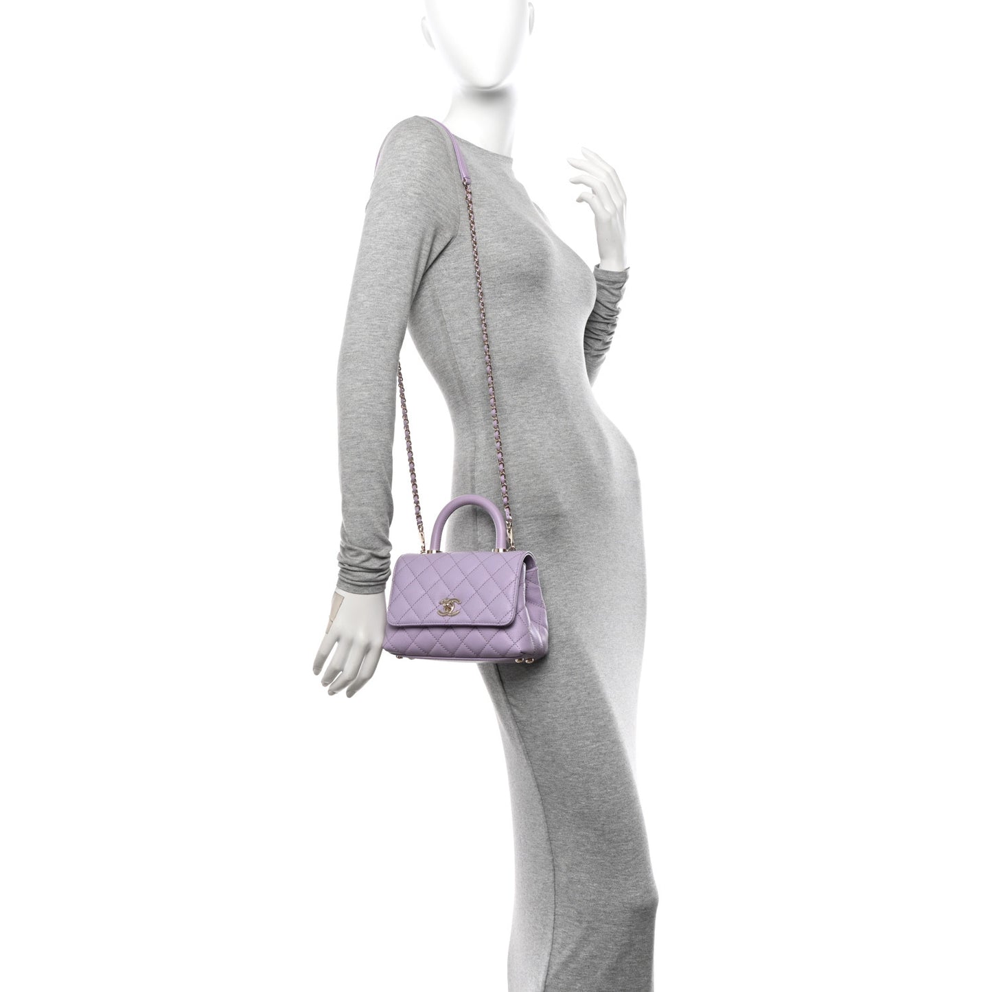 Caviar Quilted Extra Mini Coco Handle Flap Light Purple