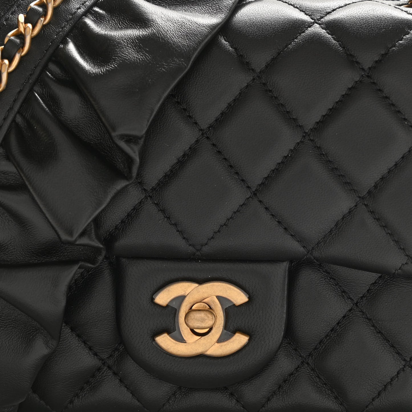 Lambskin Quilted Mini Romance Square Flap Black