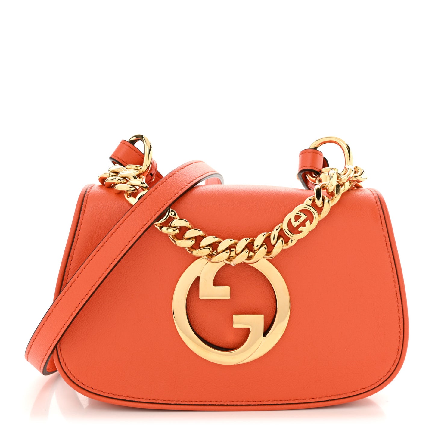 Roxy Calfskin Mini Blondie Chain Shoulder Flap Bag Deep Orange