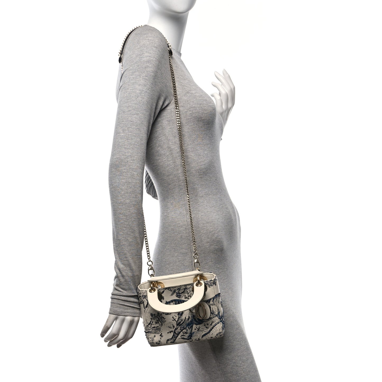 Calfskin Toile de Jouy Mini Lady Dior Blue