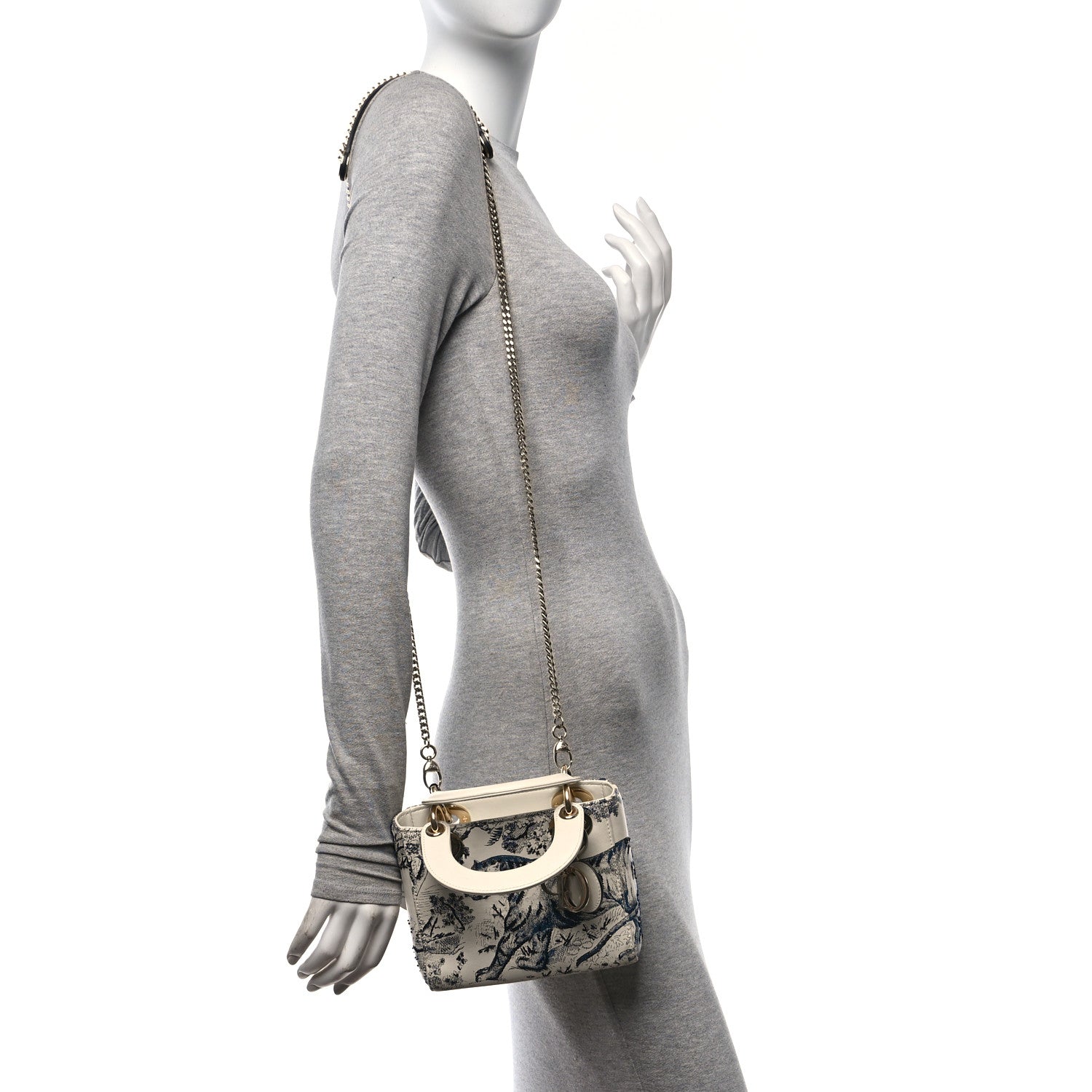 Christian Dior Calfskin Toile de Jouy Mini Lady Dior Blue 2 of 10