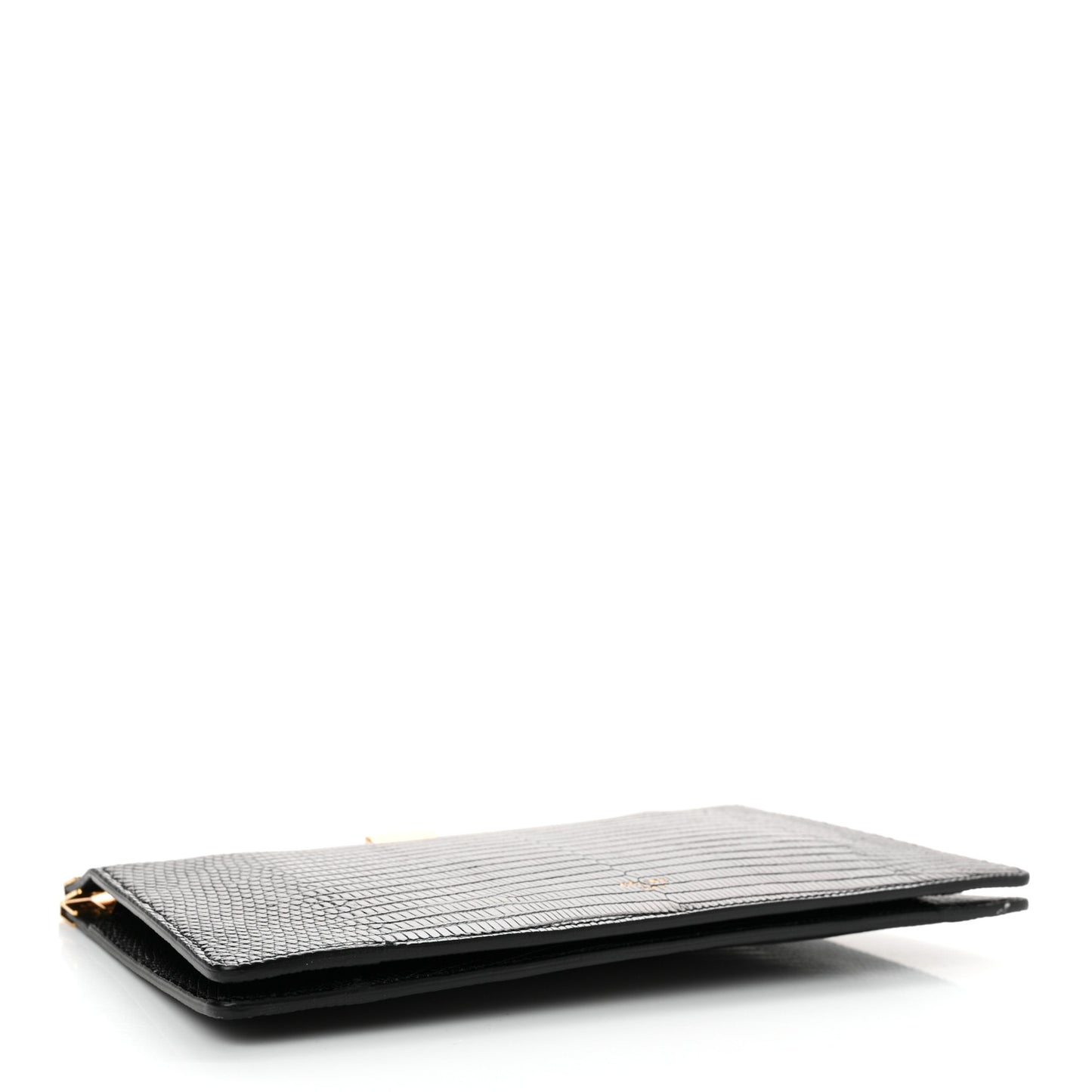 Lizard Mini Clasp Clutch Bag Black
