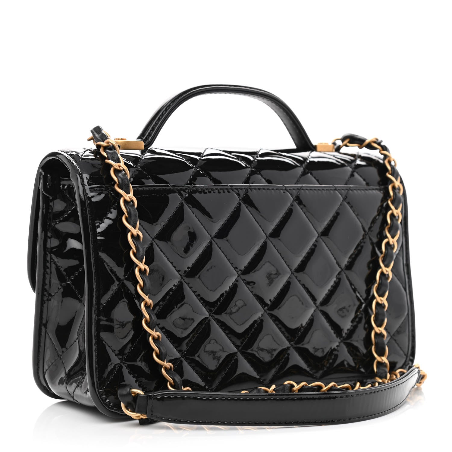 Chanel Patent Quilted Small School Memory Top Handle Flap Black 3 of 13