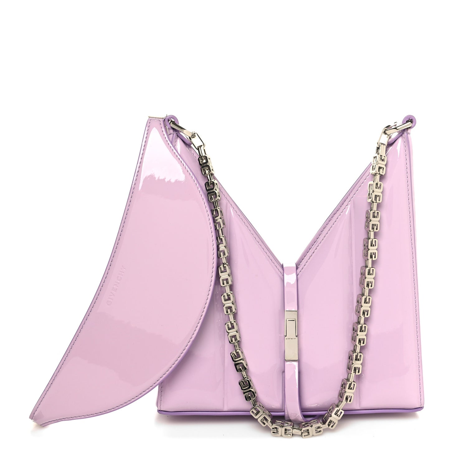 Patent Padded Small Cut Out Shoulder Bag Lilac