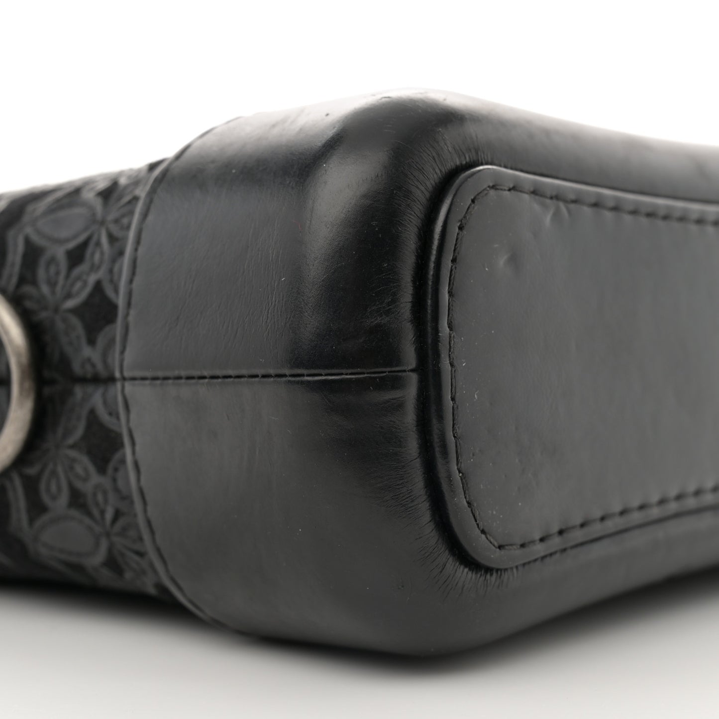 Calfskin Wool Felt Embossed Small Gabrielle Logo Hobo Black