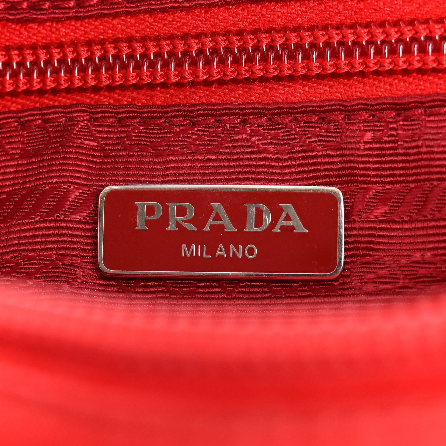Prada Tessuto Nylon Vela Saffiano Mini Wristlet Pouch Rosso 6 of 16