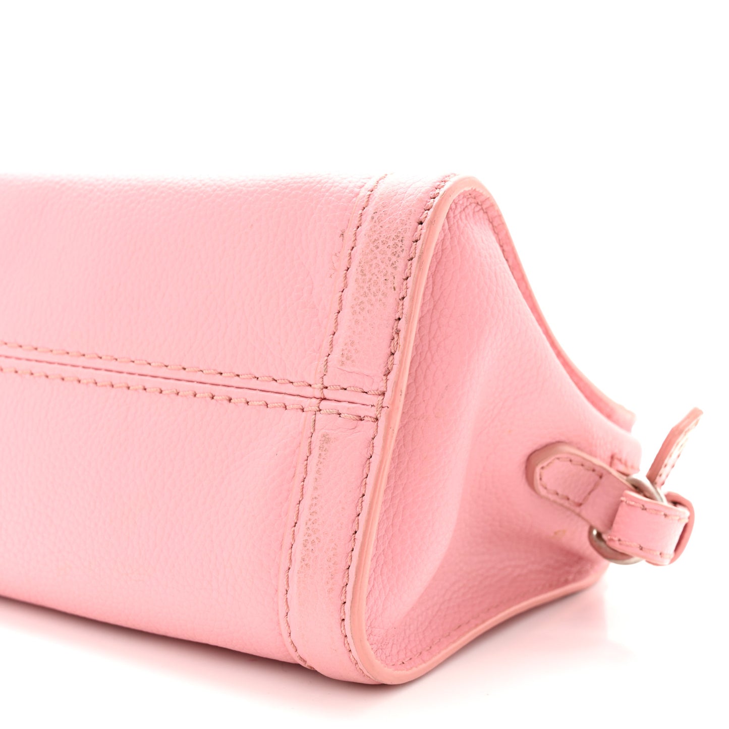 Pebbled Calfskin Mini Skull Padlock Zip Around Tote Petal