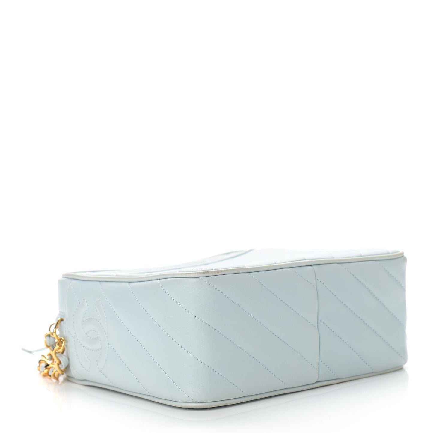 Lambskin Quilted CC Tassel Camera Case Light Blue