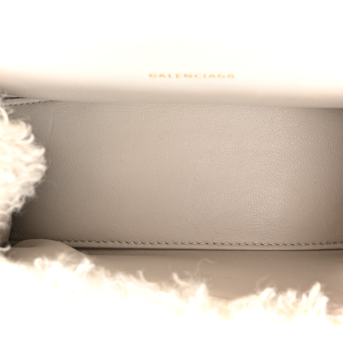 Faux Fur Fluffy Hourglass XS Top Handle Bag Beige