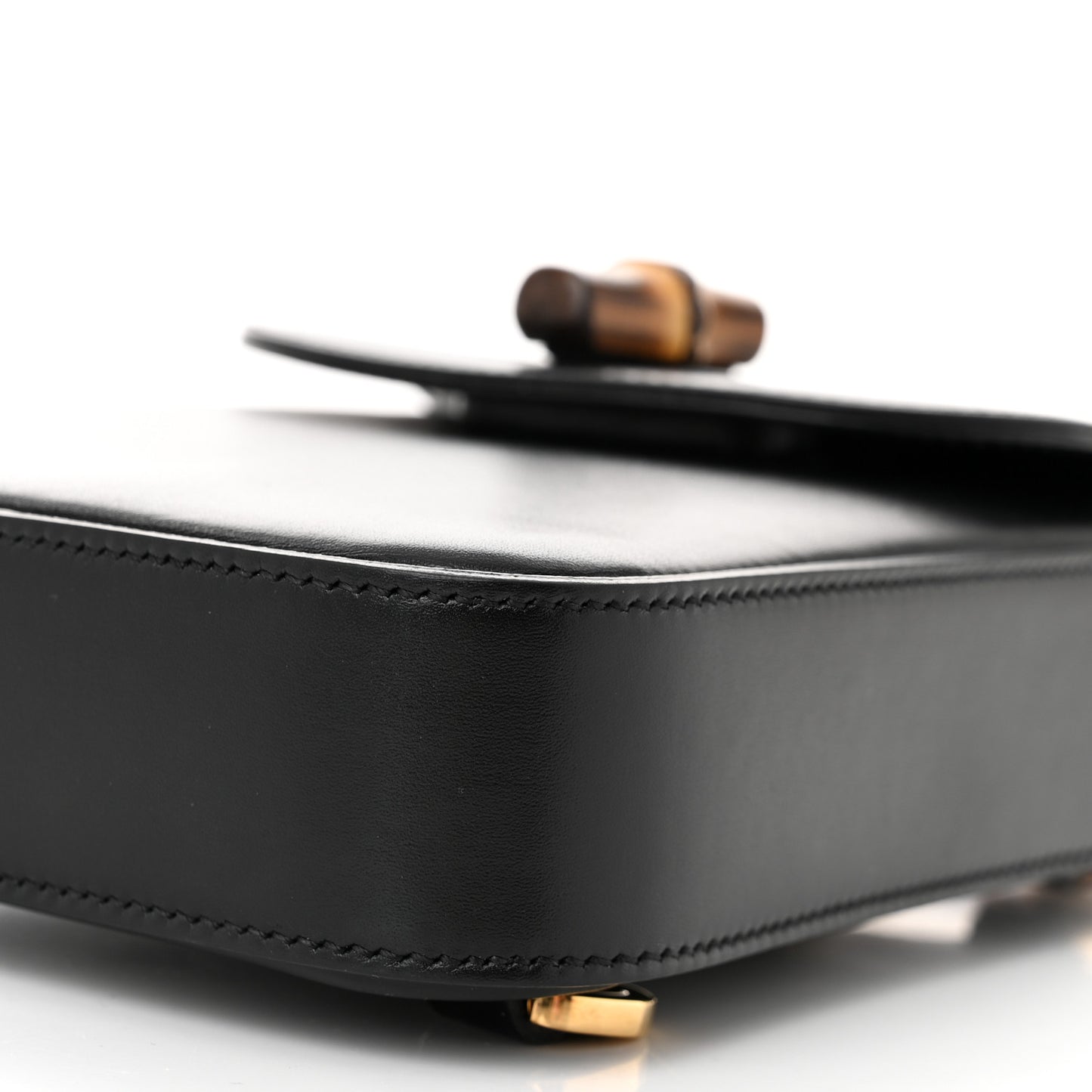 Calfskin Mini Bamboo Top Handle 3 Way Shoulder Bag Black