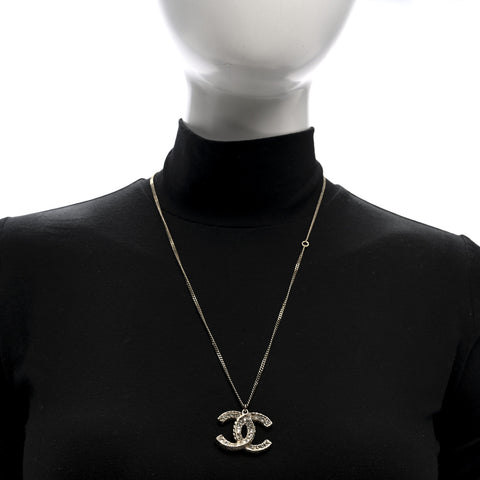 Crystal Enamel CC Necklace Light Gold