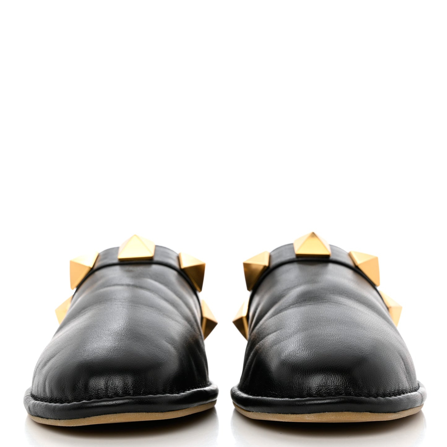 Nappa Roman Stud Flat Slippers 37.5 Black