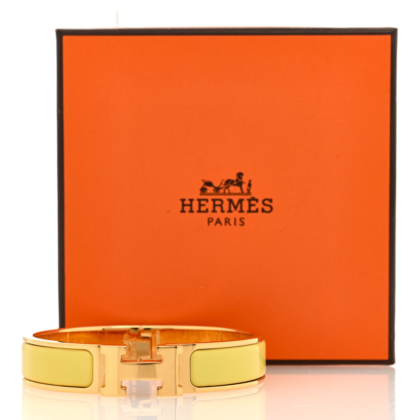 Enamel Narrow Clic Clac H Bracelet PM Jaune Citron