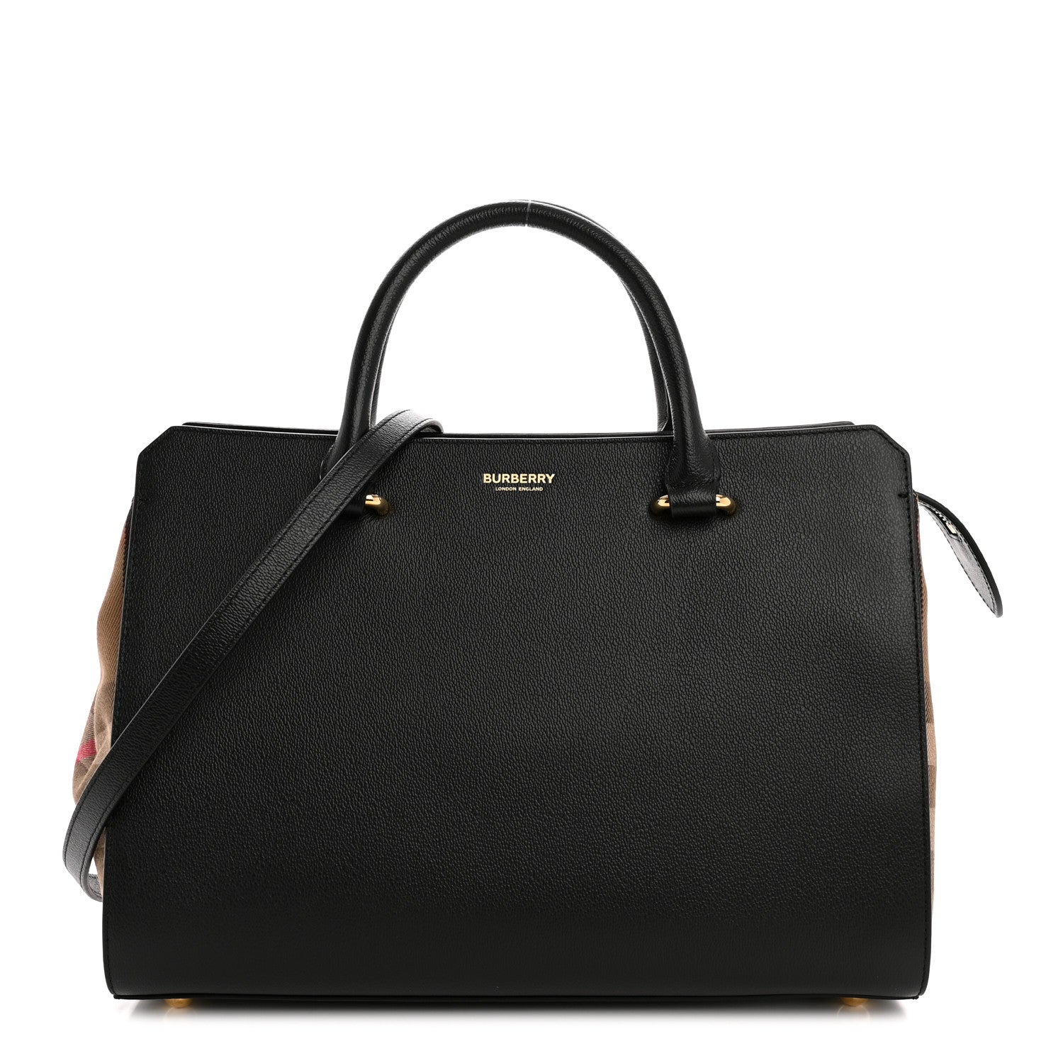 Burberry Calfskin Mega Check Small Banwell Tote Black 1802445