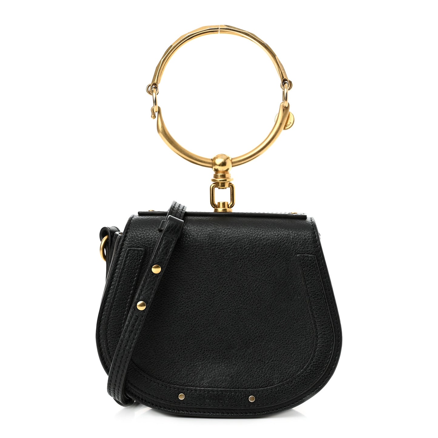 Calfskin Suede Small Nile Bracelet Bag Black