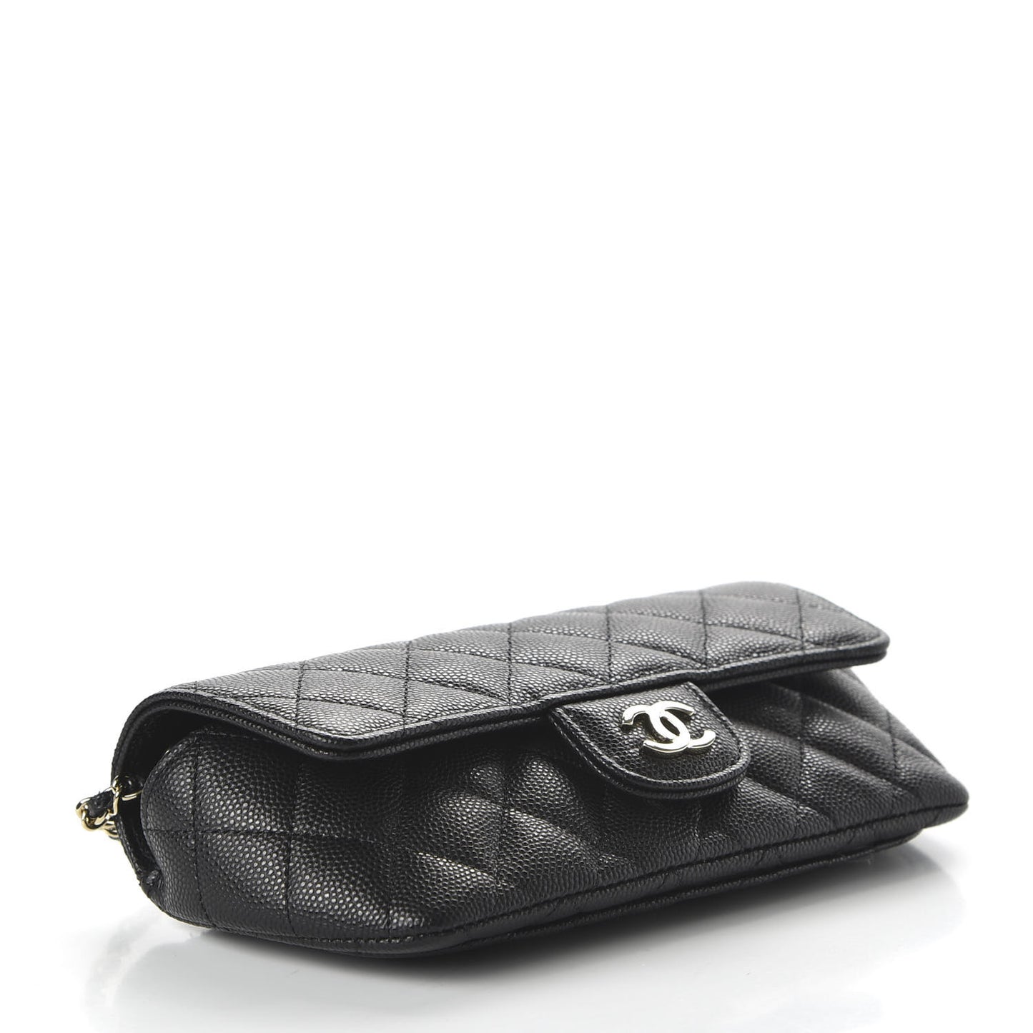 Caviar Quilted Glasses Case With Chain Black
