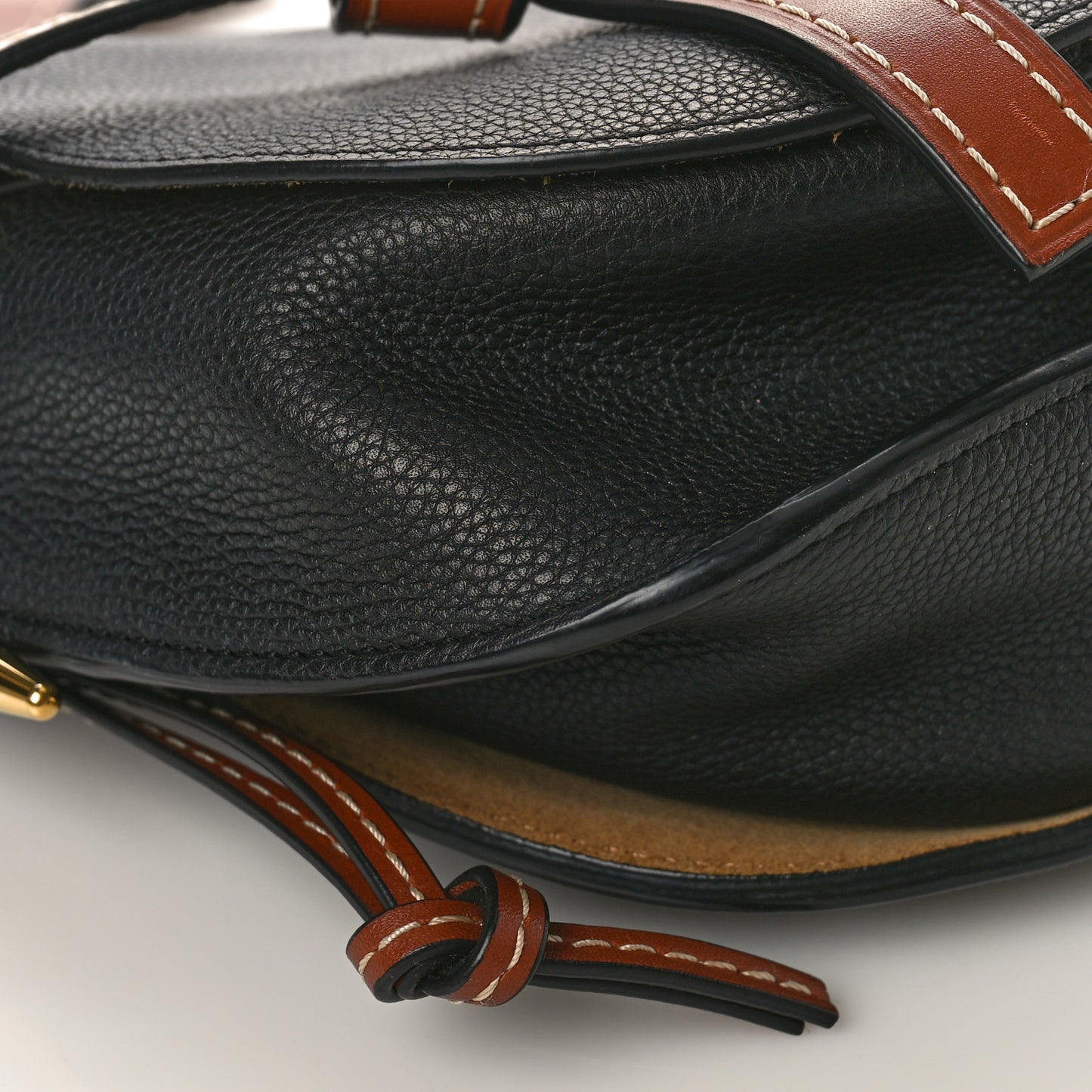 Grained Calfskin Small Gate Crossbody Bag Pecan Black