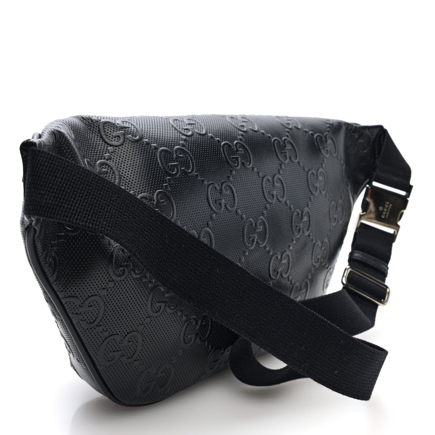 Gucci Calfskin GG Tennis Embossed Pocket Belt Bag Black 3 of 10