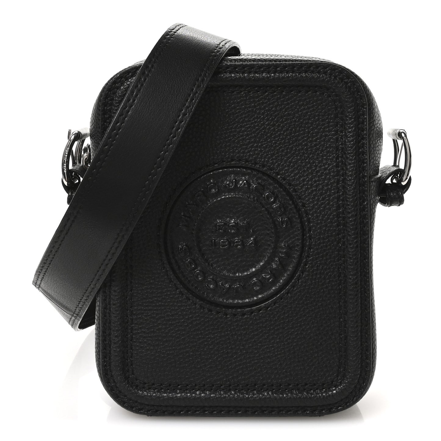 Calfskin Signet Stitched Crossbody Bag Black