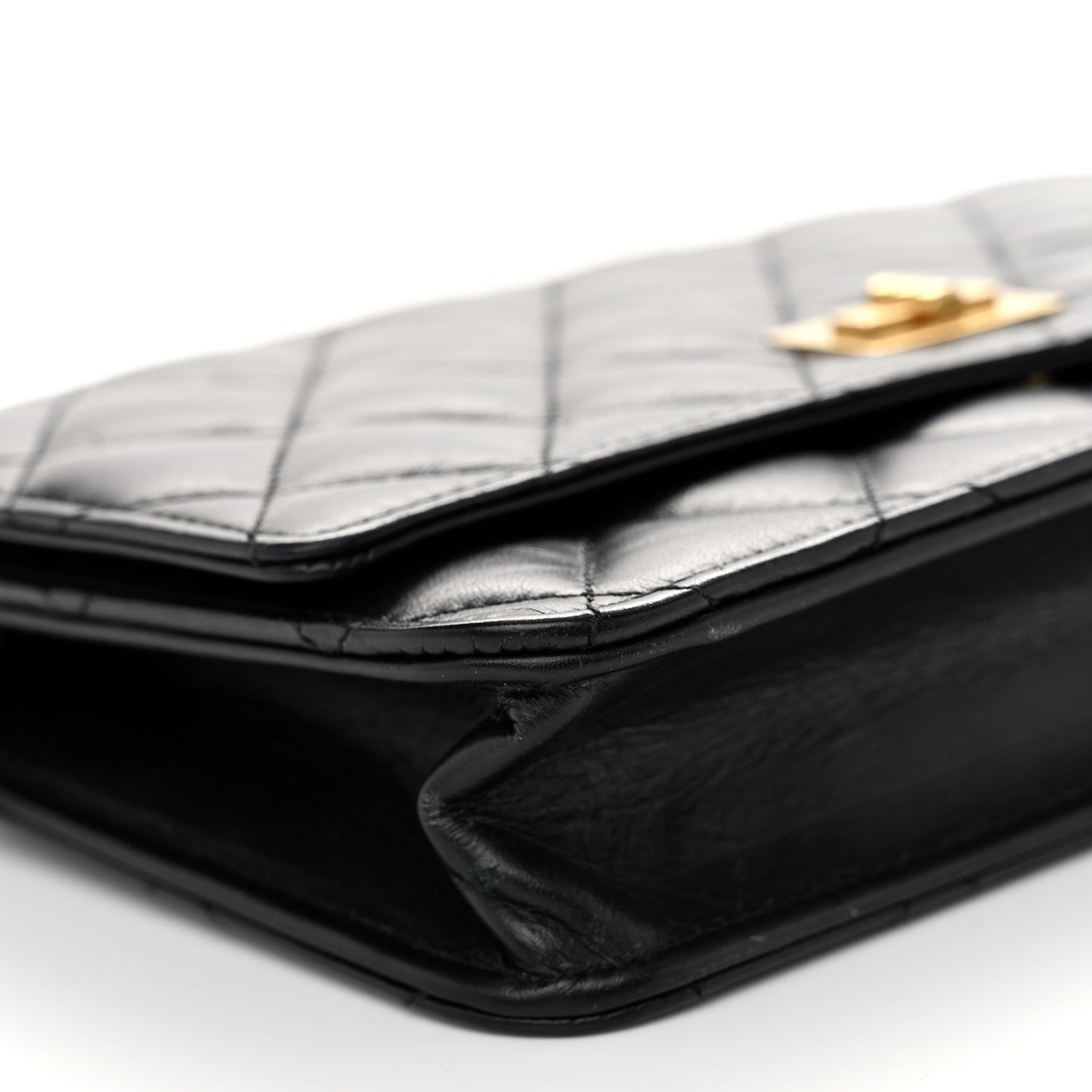 Aged Calfskin Quilted Reissue Wallet On Chain WOC Black
