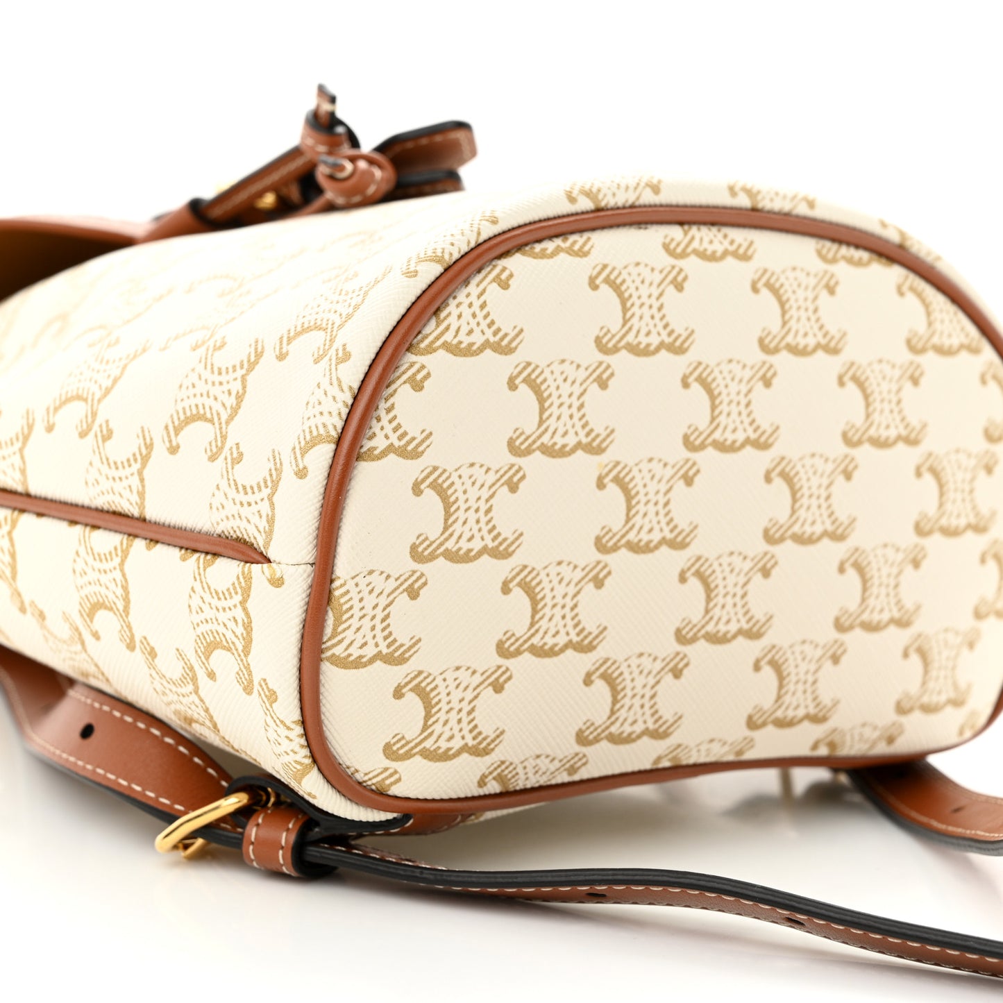 Triomphe Canvas Calfskin Mini Folco Backpack White