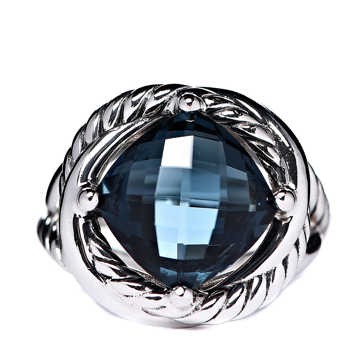 David Yurman Sterling Silver Hampton Blue Topaz 11mm Infinity Ring 52 6 1 of 5